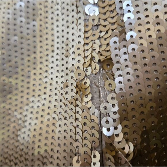 NICOLE MILLER gold sequin sleeveless silk shift party‎ NYE dress 4 - Picture 9 of 12